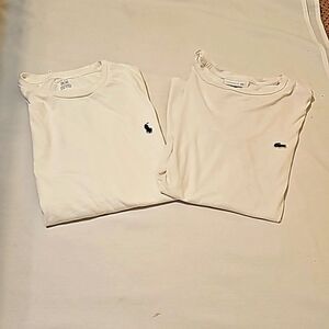 Lacoste and ralph lauren White T-shirt lot of 2‎